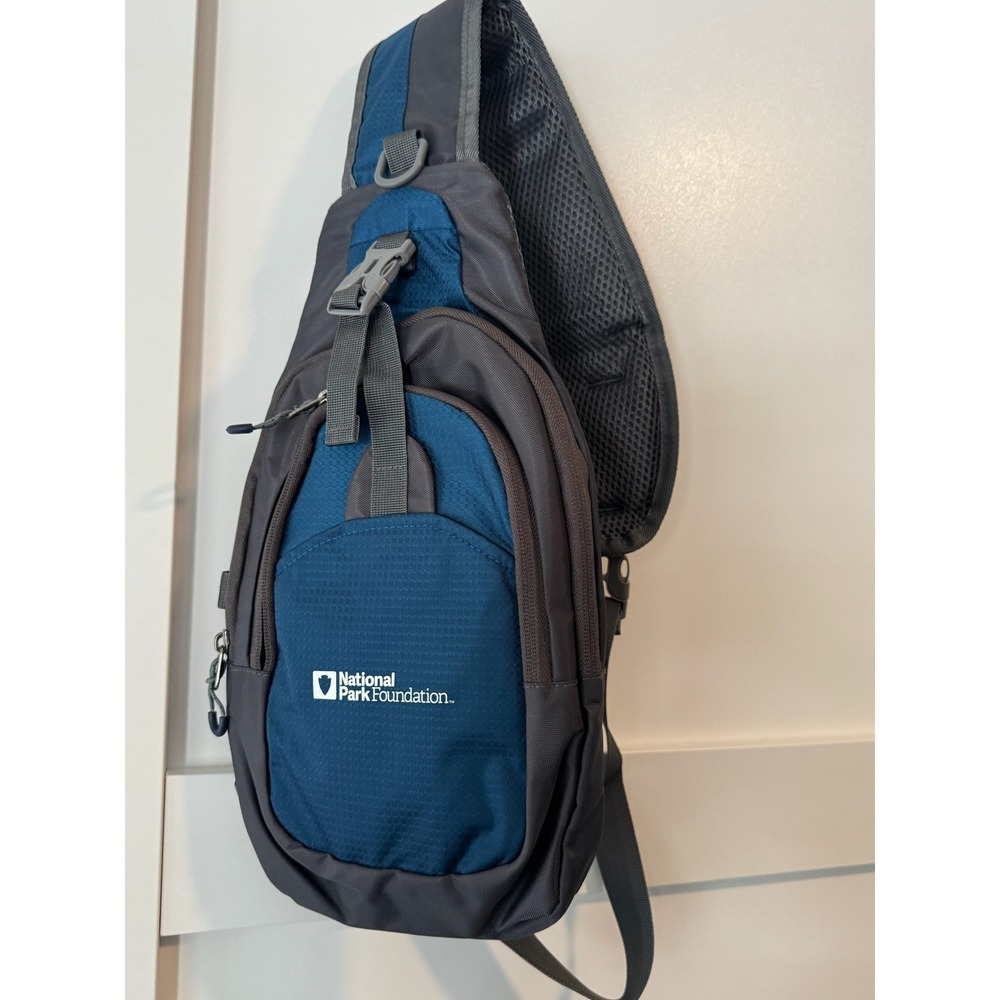 National Park Foundation Sling Bag Blue Grey Crossbody Hiking Backpack